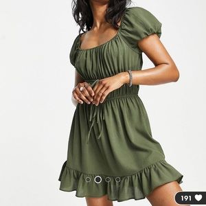 ASOS tie front shirt sleeve mini tea dress